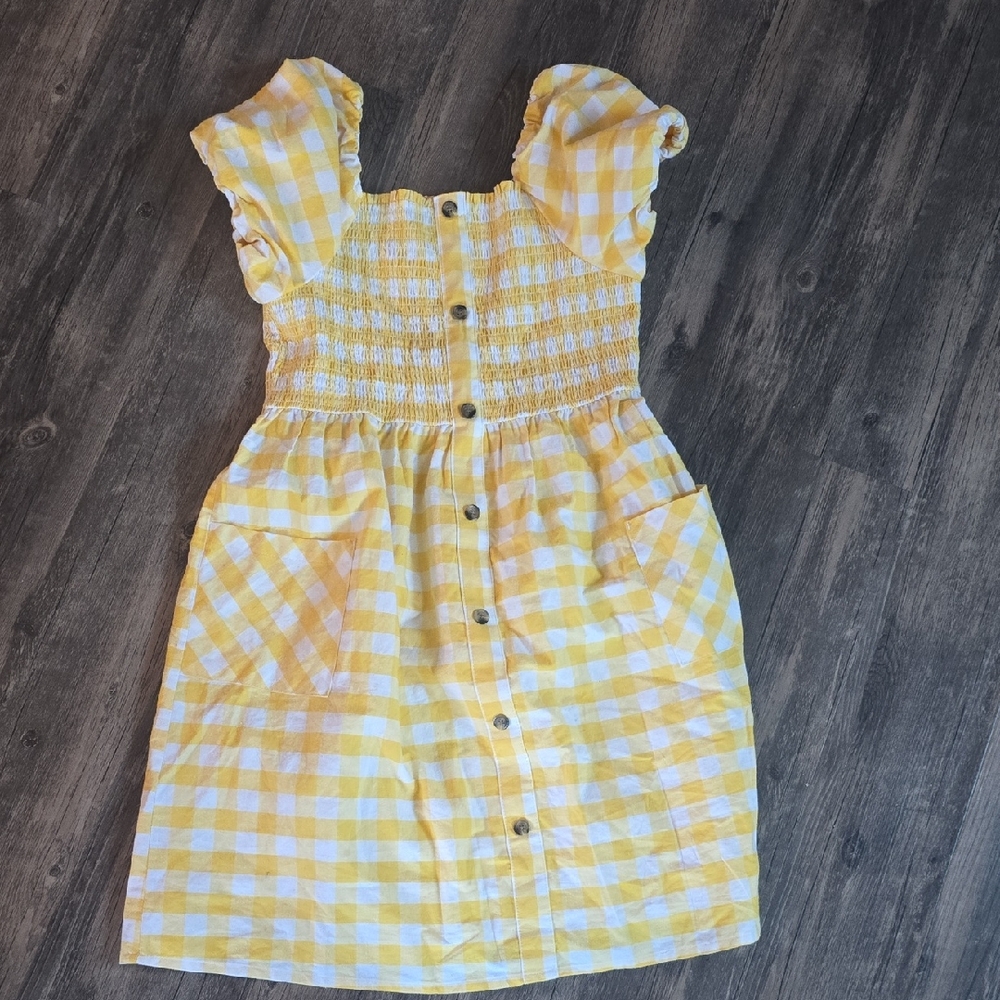 Wonder Nation Yellow and White Checkered Kids Dress